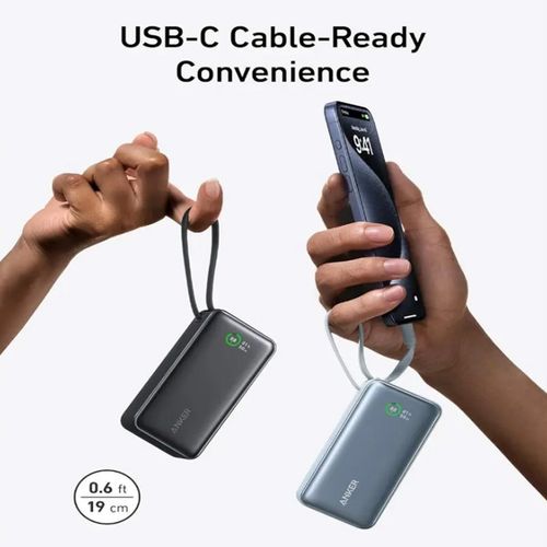 Anker Nano Power Bank 30W built-In USB-C Cable 10000mAh A1259H11 , 