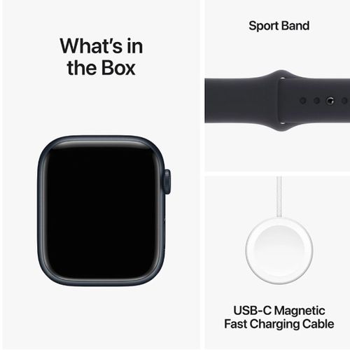 Apple Watch Series 9  GPS 41 mm (M/L) Midnight Aluminum Case with Midnight Sport Band , Midnight Aluminium