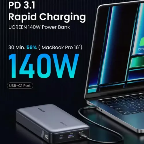 Ugreen 25000mAh 145W Two-Way Fast Charging Power Bank - Space Grey , 