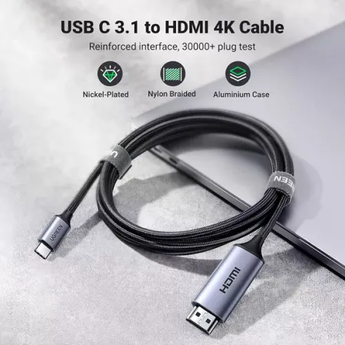 Ugreen USB-C to HDMI Male to Male Cable Aluminum Shell 1.5m (Gray) , 