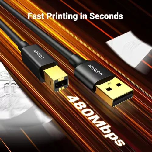 Ugreen USB 2.0 Print Cable 5M / 480Mbps / USB-A - USB-B / Print, Scanner, Fax Machine, Piano / US135 - Black , 