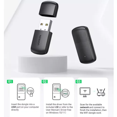 UGREEN AC650 11ac Dual-Band Wireless USB Adapter , 