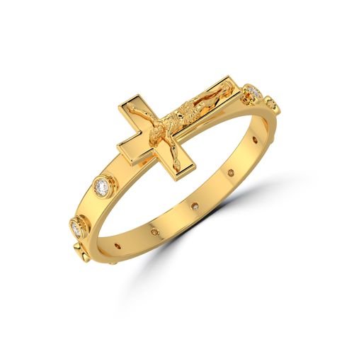 Golden Crucifix Rosary Ring , 13