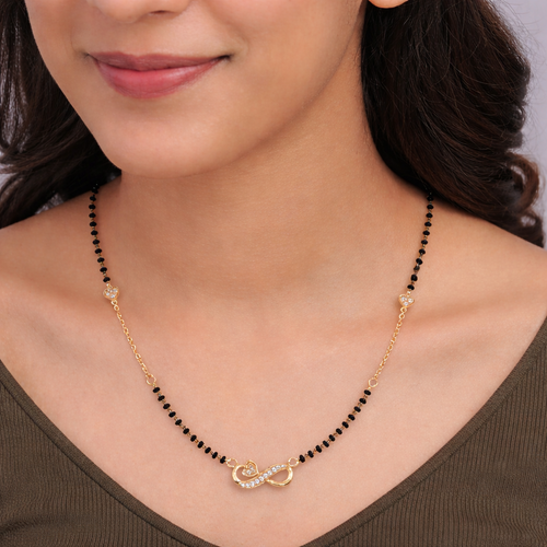 Infinity Heart cz stone  Mangalsutra ,  hover
