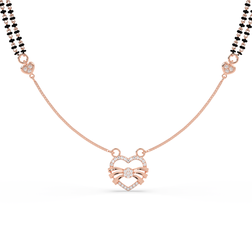 Heart-Bow cz stone Mangalsutra , 