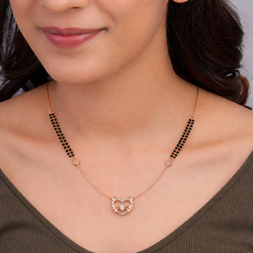Heart-Bow cz stone Mangalsutra ,  hover