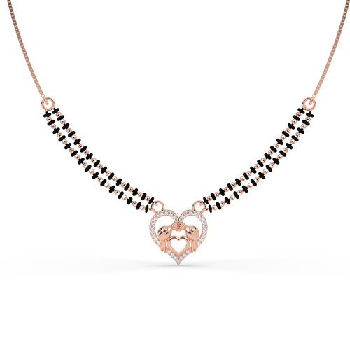 Rose Gold Twin Heart Mangalsutra , 