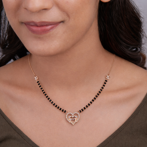 Rose Gold Twin Heart Mangalsutra ,  hover