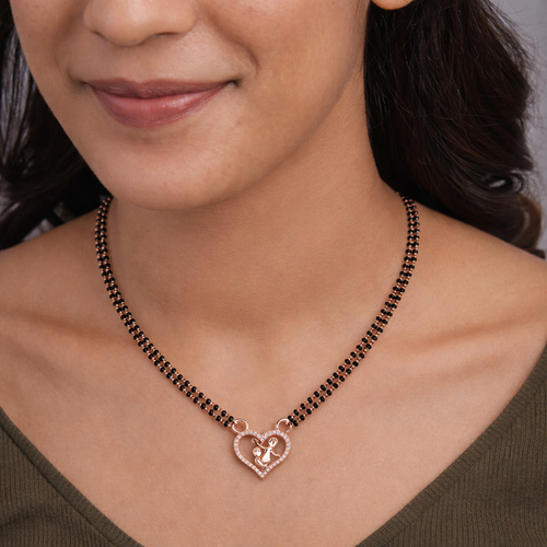 Rose Gold Heart & Deity Mangalsutra ,  hover