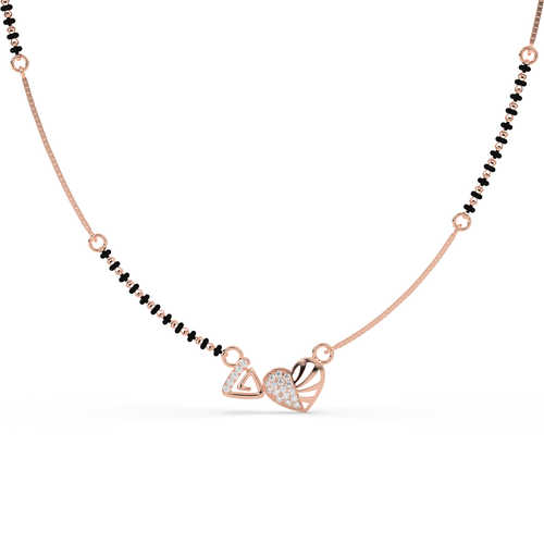 Rose Gold Heart Mangalsutra , 