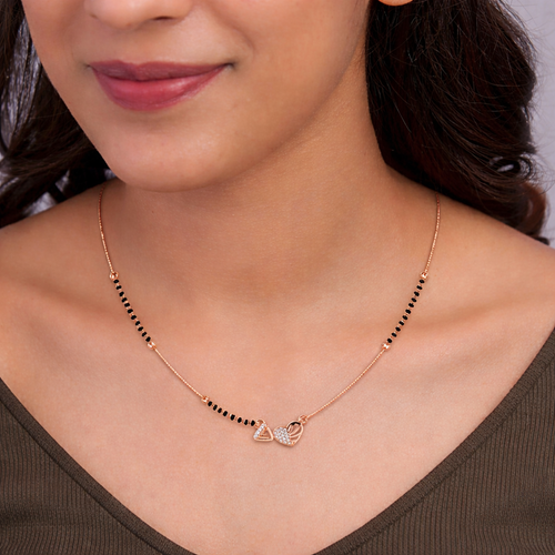 Rose Gold Heart Mangalsutra ,  hover