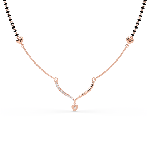 Rose Gold Heart Mangalsutra , 