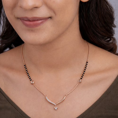 Rose Gold Heart Mangalsutra ,  hover