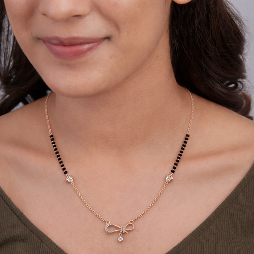 Eternal Knot Rose Gold Mangalsutra ,  hover