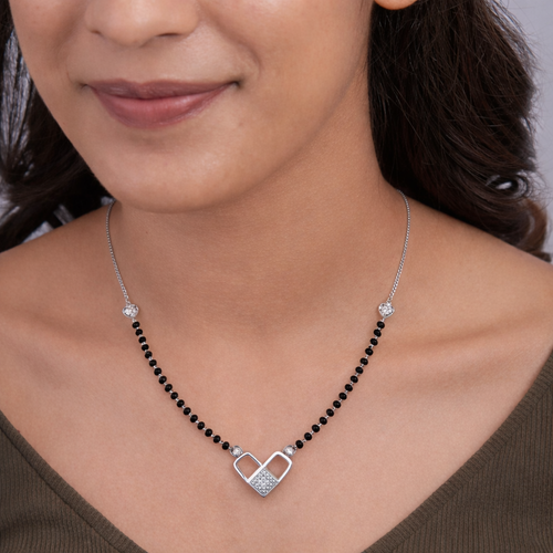 Modern Geometric Heart Mangalsutra ,  hover