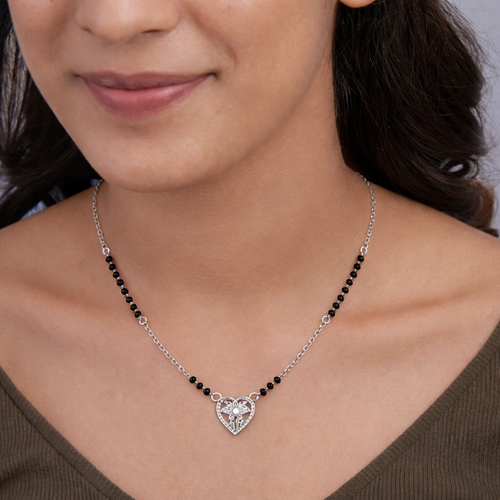 Modern Heart cz stone  Mangalsutra ,  hover