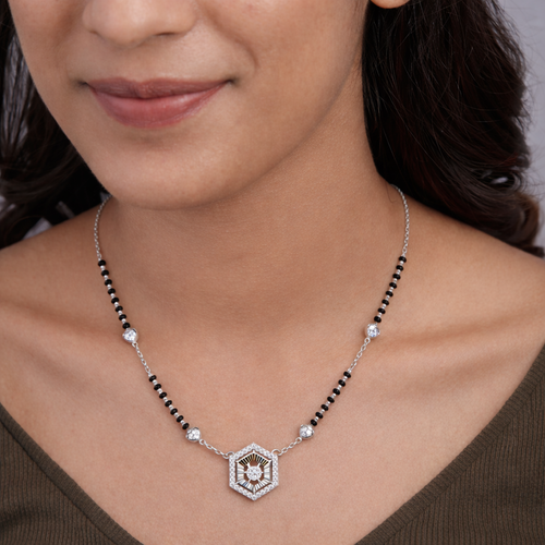 Geometric Hexagon Mangalsutra ,  hover
