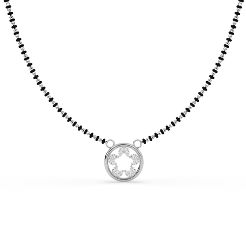 Floral cz stone  Mangalsutra in White Gold , 