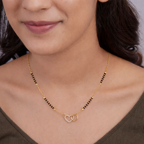 Interlocking Heart & Circle Mangalsutra ,  hover