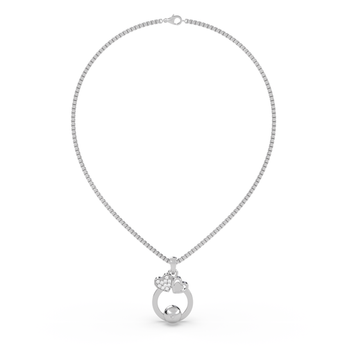 Everlasting Love Heart & Pearl Necklace ,  hover
