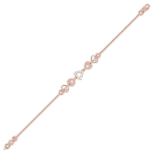 Rose Gold Geometry & Hearts Charm Bracelet ,  hover