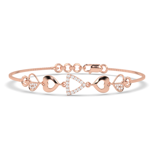 Rose Gold Geometry & Hearts Charm Bracelet , 