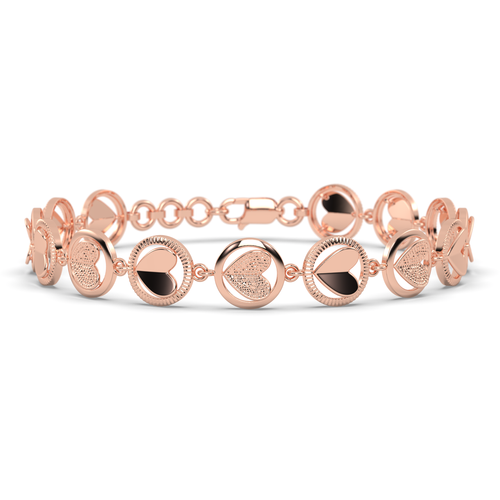 Rose Gold Heart Charm Bracelet , 