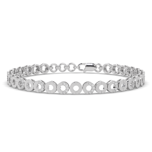 Round Halo Tennis Bracelet , 