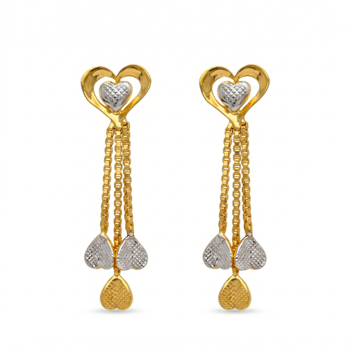 Triple Heart Cascade Earrings , South Screw