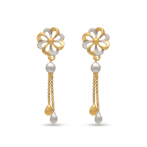 Two-Tone Floral Drop Earrings , South Screw
