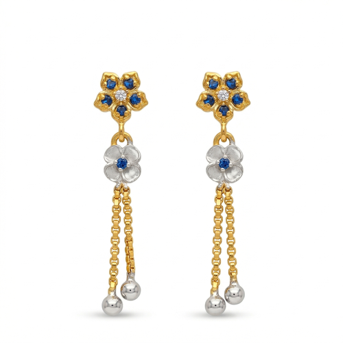 Azure Bloom Drop Earrings , South Screw