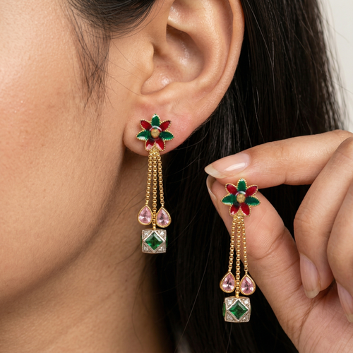 Flora Drop Earrings , South Screw hover