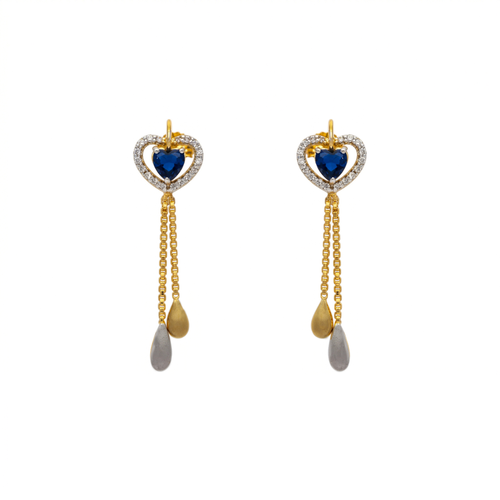 Sapphire Heart Dangle Earrings , South Screw