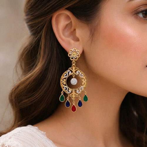 Festive Filigree Chandbalis , South Screw hover