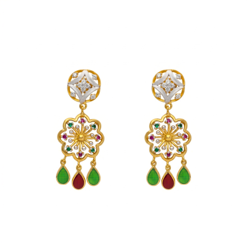 Vibrant Floral Filigree Drops , South Screw
