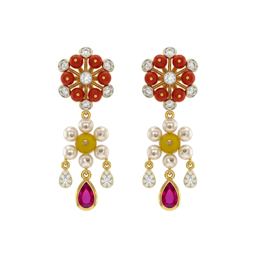 Floral Ruby Pearl Drops , South Screw