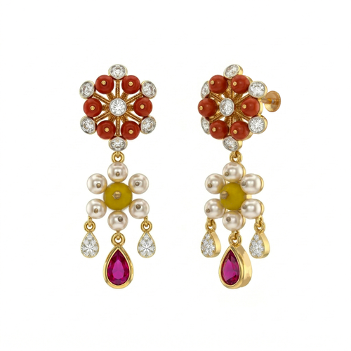 Floral Ruby Pearl Drops , South Screw hover