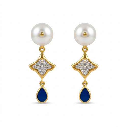 Pearl and Sapphire Charm Drops , South Screw