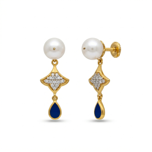 Pearl and Sapphire Charm Drops , South Screw hover