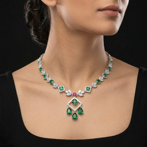 Geometric Drop Necklace ,  hover