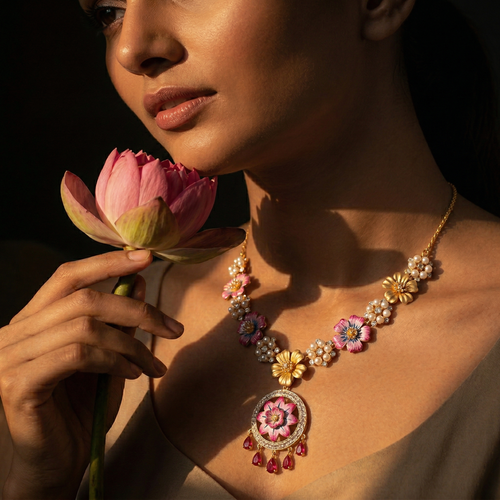 Royal Blossom Pearl Necklace ,  hover