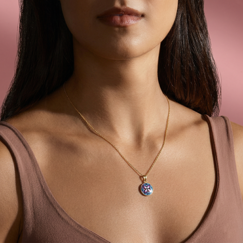 Purple Blossom Disk Pendant ,  hover