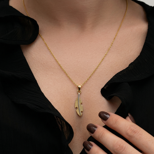 Golden Feather Pendant ,  hover