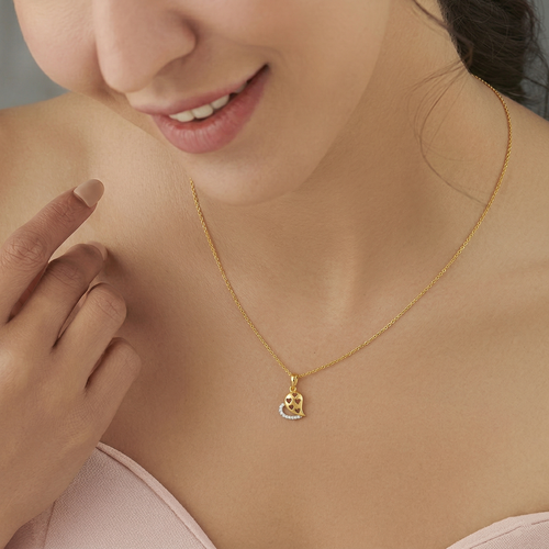Sparkling Golden Heart Pendant ,  hover