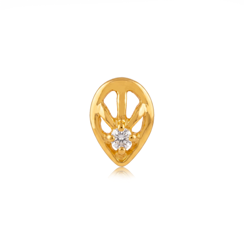 Golden Sunburst Teardrop Nose Stud , 