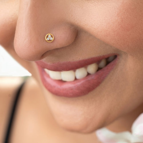 Golden Trinity Nose Pin ,  hover