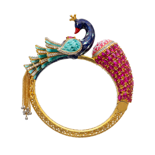 Royal Peacock Enamel Bangle , 2.3