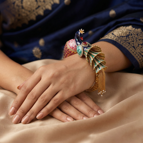 Royal Peacock Enamel Bangle , 2.3 hover