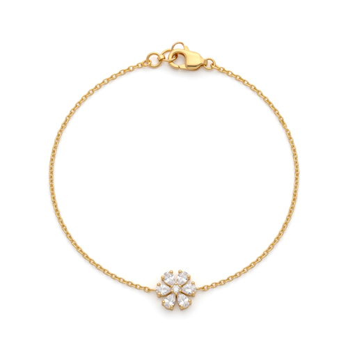 Floral Studded Gold Chain Bracelet , 