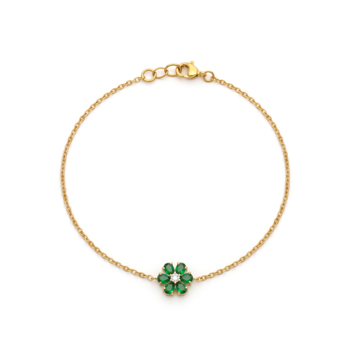 Green Floral Dainty Bracelet , 